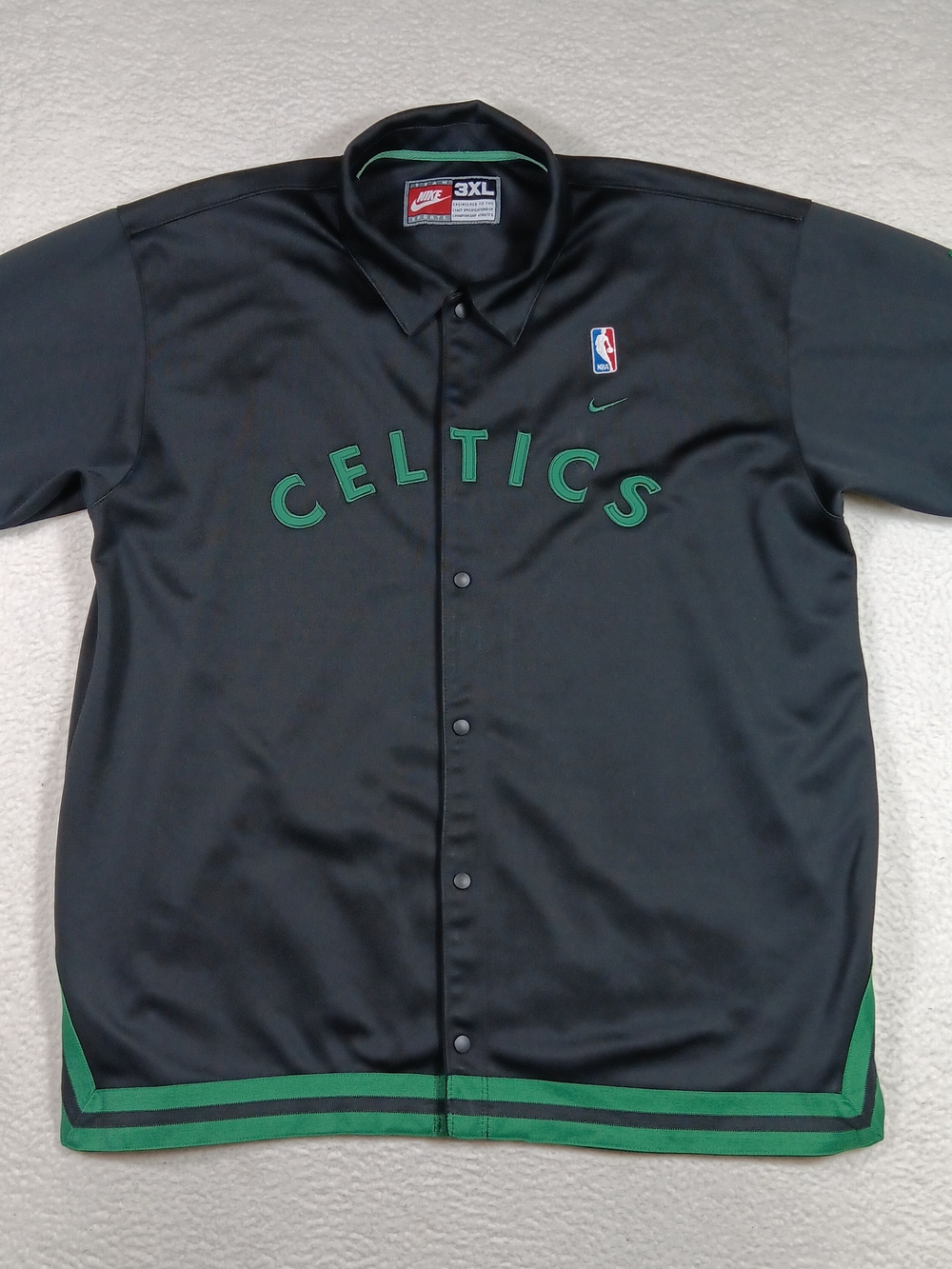 Nike Boston Celtics Rewind Shooting Shirt Mens 3XL Black Warm Up Snap Button 25